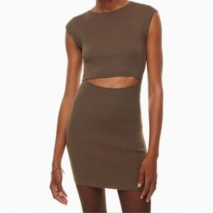 Aritzia Wilfred Brown Mini Knit Cut Out Dress